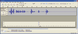Écran du logiciel Audacity pendant l'enregistrement d'un audiolivre pour une Bibliothèque Sonore 